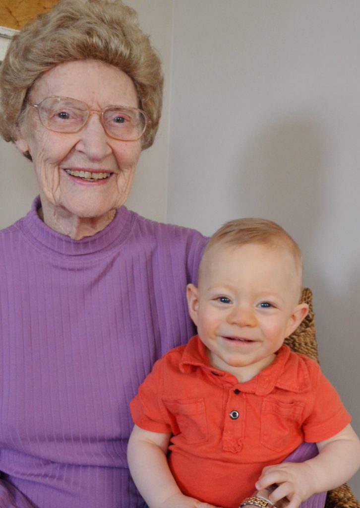 Two happy people. My grandma has never gotten to hold Tucker until this picture. She has prayed for him every day from the moment he was born.