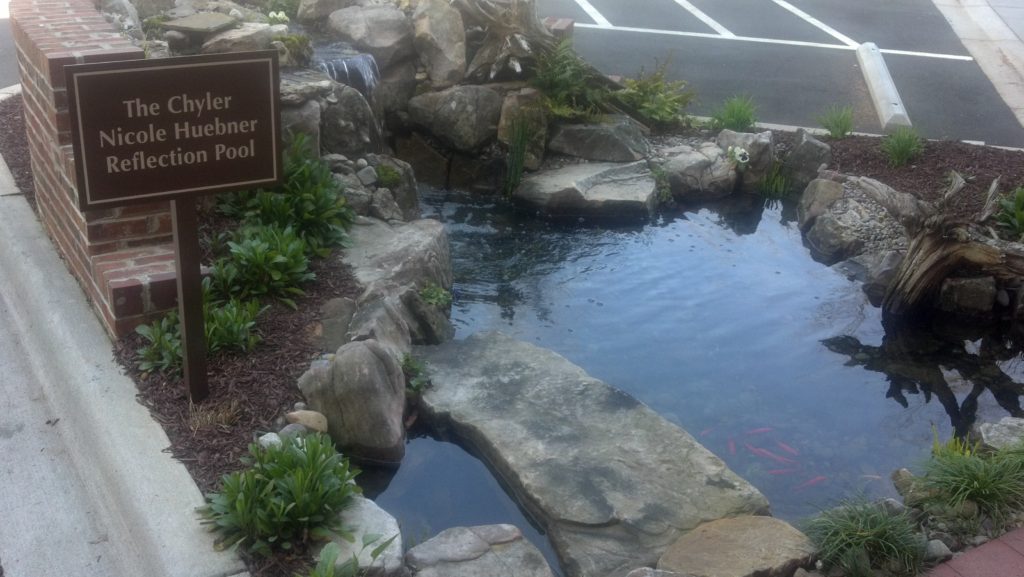 The goldfish pond. The first week we got to the Ronald McDonald House, we knew we had such a long road ahead and everyday we would pass by this pond and say, "One day, we'll bring Tucker to this pond and he'll love the fish and we'll tell him all about this house of love.