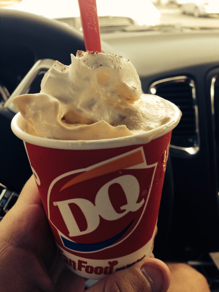 Date Weekend included the seasonal Pumpkin Pie Blizzard. We did not share. This required one for each of us. 
