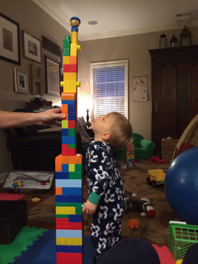 He will do this all day. Build and tear down, build and tear down.