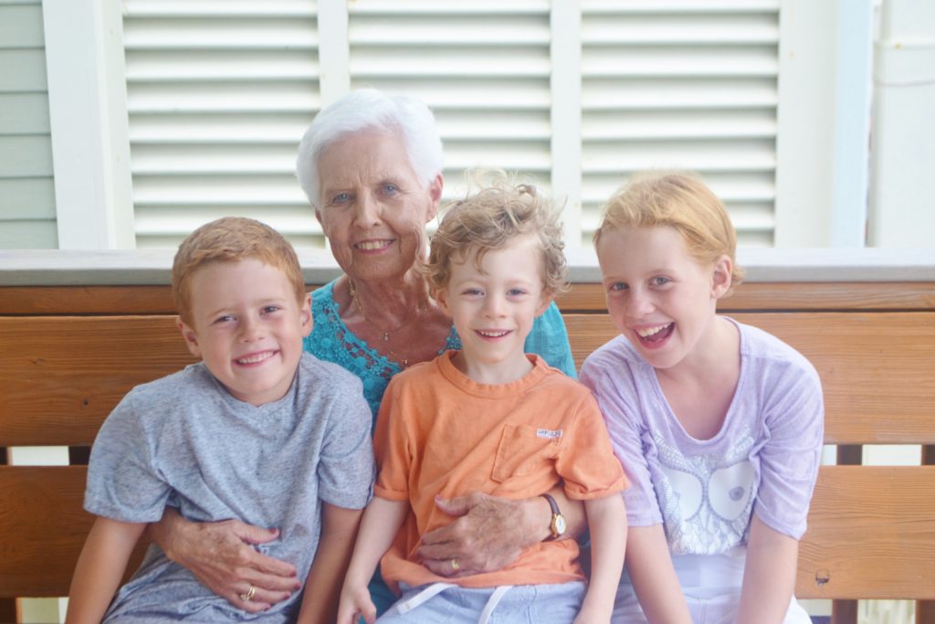 My grandmother and her great grandkids. If only I can be as spry when I"m 82.